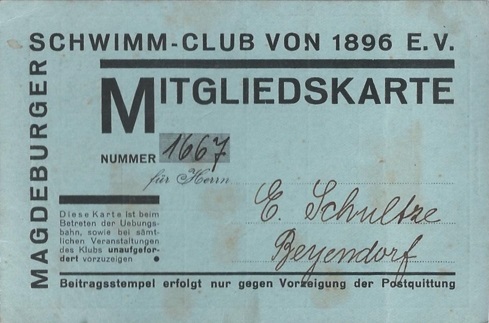 Magdeburger Schwimm-Club von 1896 e.V. Mitgliedskarte