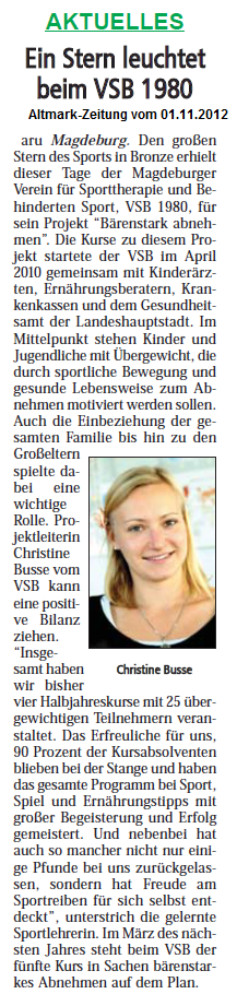 Ein Stern leuchtet beim VSB 1980 Altmark-Zeitung vom 01.11.2012