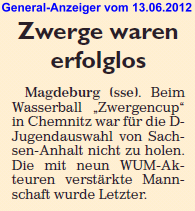 Zwerge waren erfolglos [Zwergenpokal D] General-Anzeiger vom 13.06.2012