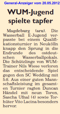 WUM-Jugend spielte tapfer General-Anzeiger vom 20.05.2012