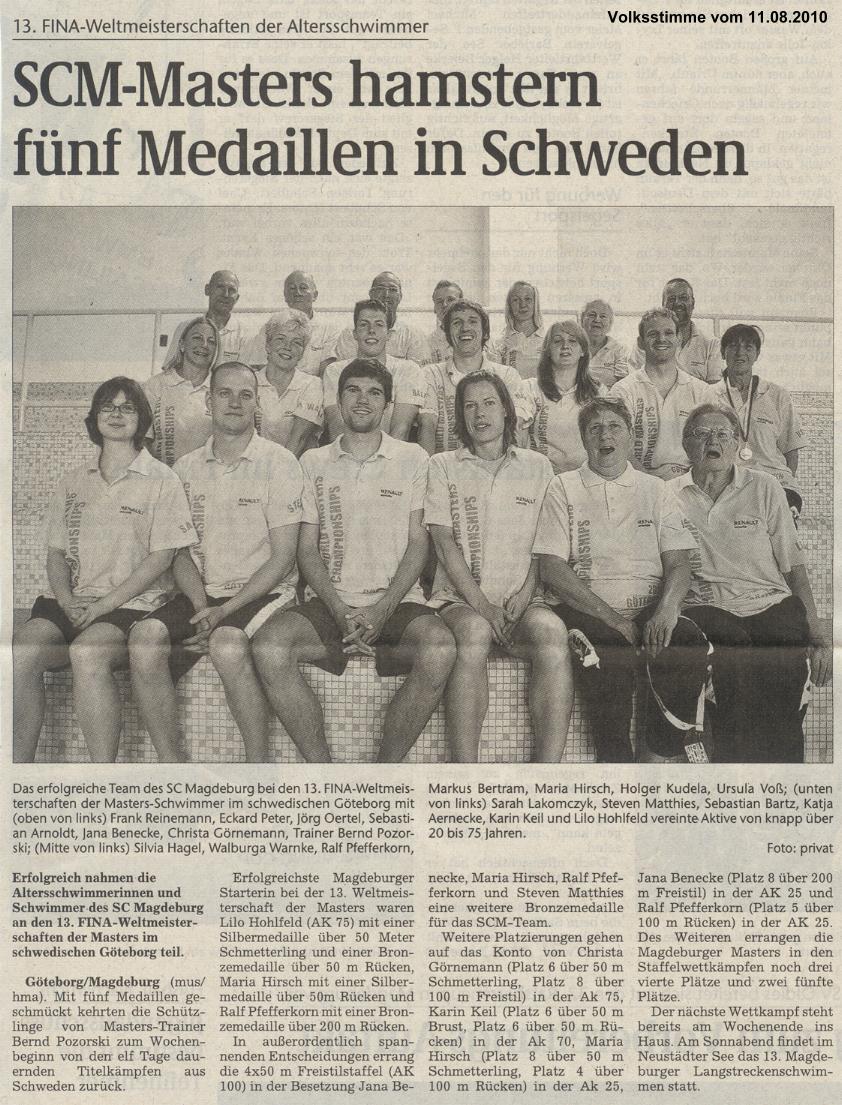 SCM-Masters hamstern f�nf Medaillen in Schweden