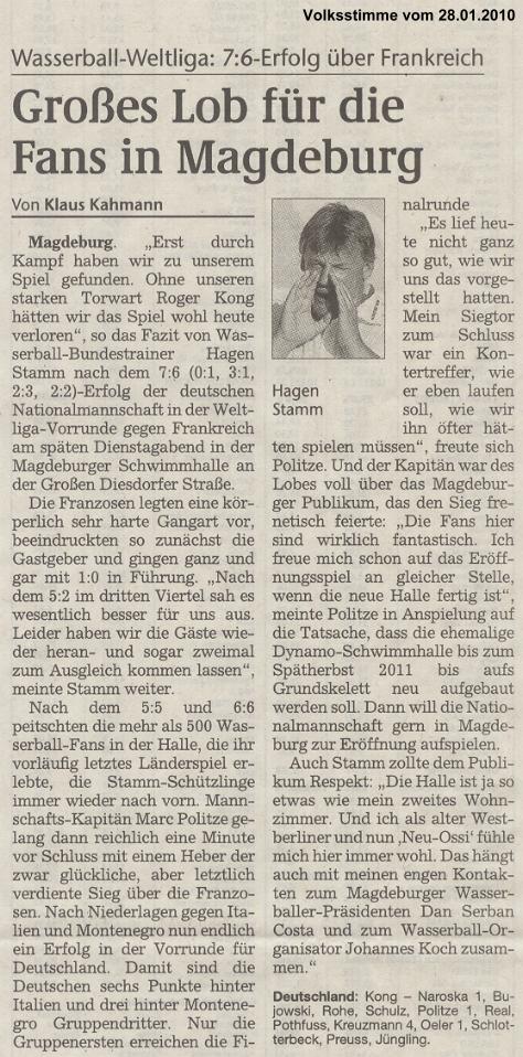 Gro�es Lob f�r die Fans in Magdeburg