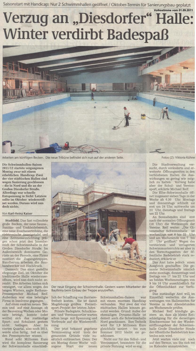 Verzug an 'Diesdorfer' Halle: Winter verdirbt Badespa�