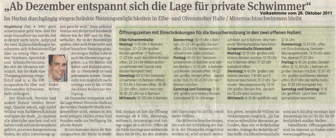 Ab Dezember entspannt sich die Lage f�r private Schwimmer