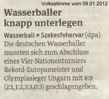 Wasserballer knapp unterlegen Volksstimme vom 09.01.2012