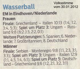 EM in Eindhoven/Niederlande Volksstimme vom 30.01.2012