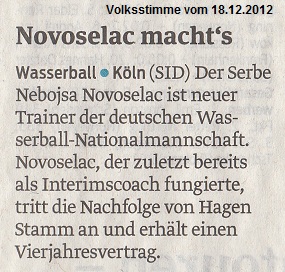 Novoselac macht's Volksstimme vom 18.12.2012