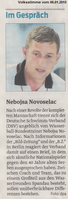 Im Gespr�ch: Nebojsa Novoselac Volksstimme vom 08.01.2015