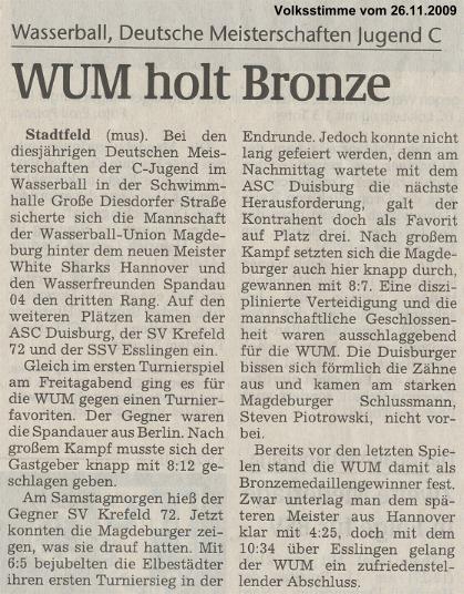 WUM holt Bronze