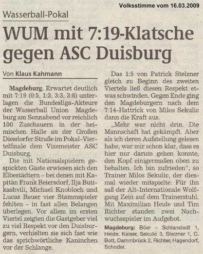 WUM mit 7:19-Klatsche gegen ASC Duisburg