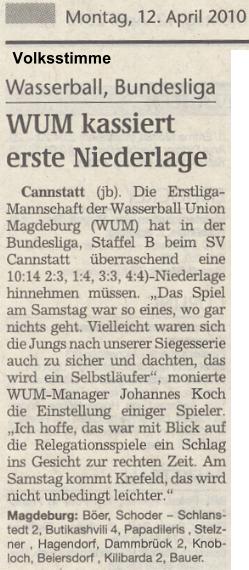WUM kassiert erste Niederlage