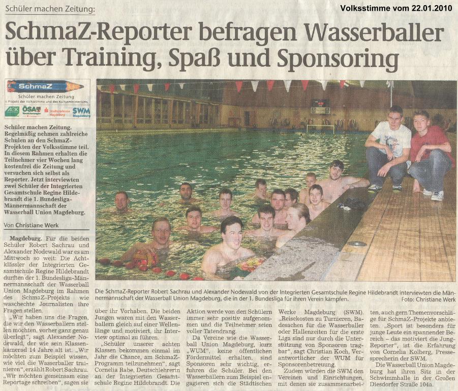 SchmaZ-Reporter befragen Wasserballer �ber Training, Spa� und Sponsoring