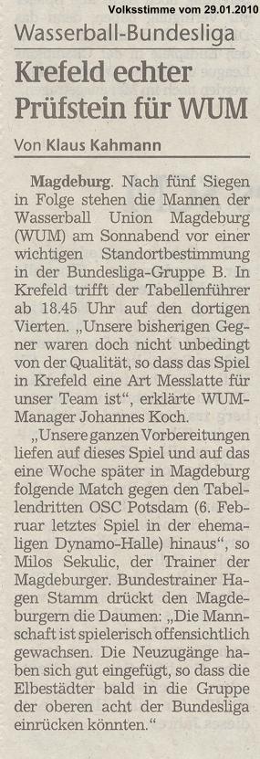 Krefeld echter Pr�fstein f�r WUM