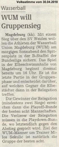 WUM will Gruppensieg