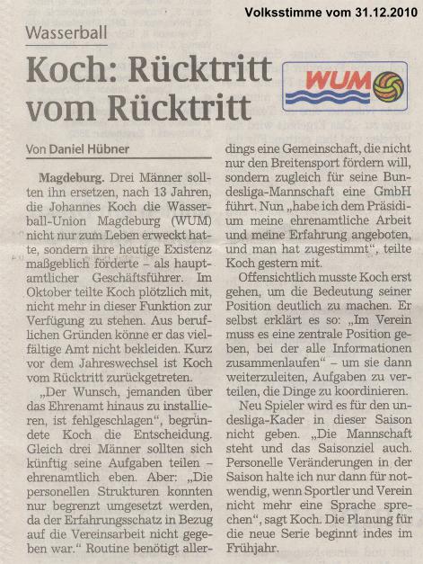 Koch: R�cktritt vom R�cktritt