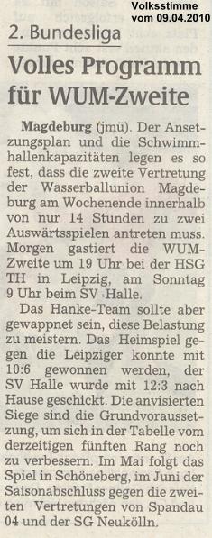 Volles Programm f�r WUM-Zweite
