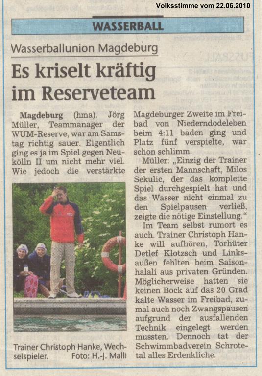 Es kriselt kr�ftig im Reserveteam