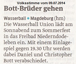 Bott-Brder gehen Volksstimme vom 09.07.2014
