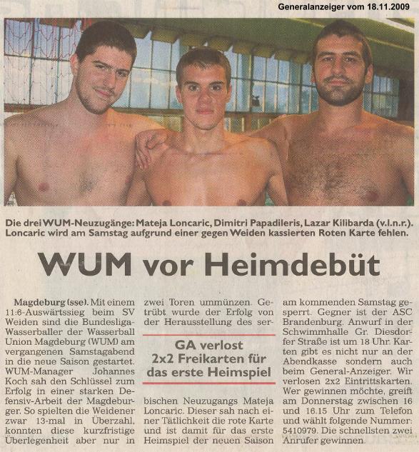 WUM vor Heimdeb�t