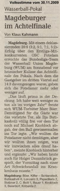 Magdeburger im Achtelfinale