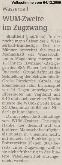 WUM-Zweite im Zugzwang