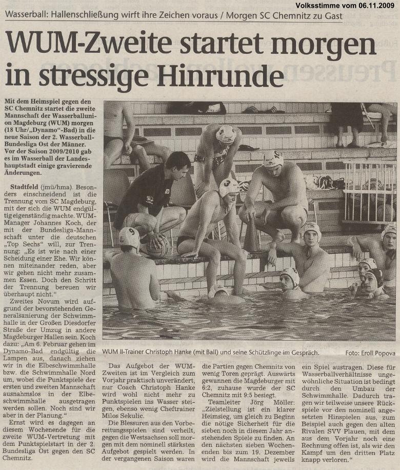 WUM-Zweite startet morgen in stressige Hinrunde
