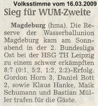 Sieg f�r WUM-Zweite