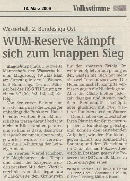 WUM-Reserve k�mpft sich zum knappen Sieg