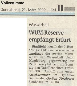 WUM-Reserve empf�ngt Erfurt
