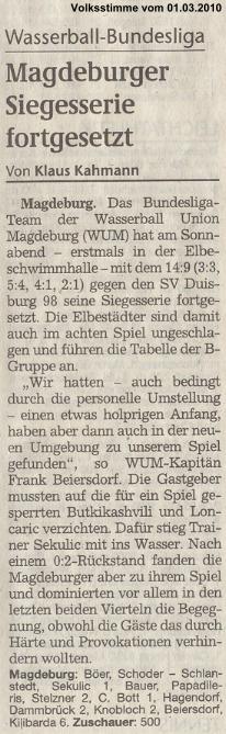 Magdeburger Siegesserie fortgesetzt