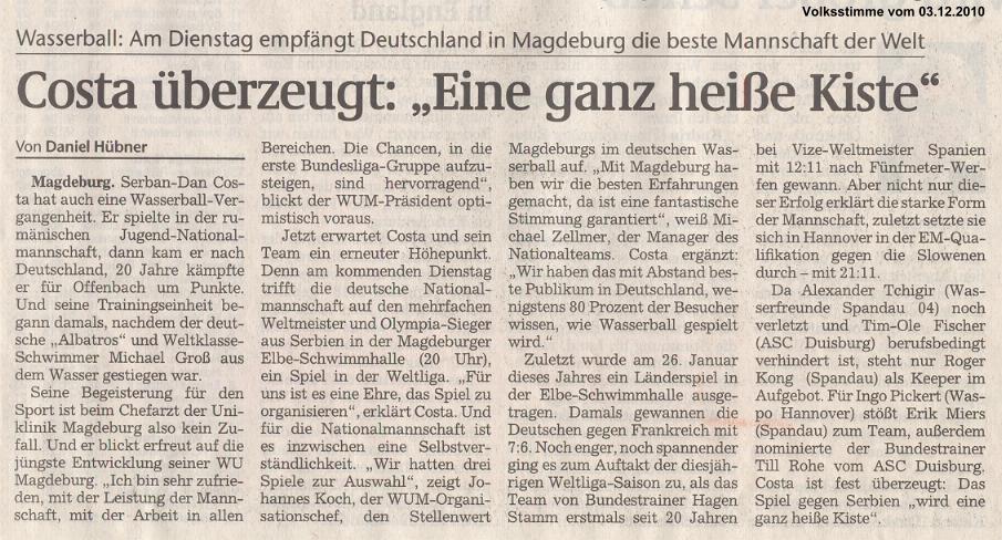 Costa �berzeugt: 'Eine ganz hei�e Kiste'