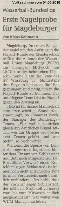 Erste Nagelprobe f�r Magdeburger