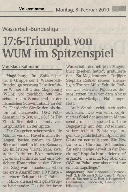 17:6- Triumph von WUM im Spitzenspiel