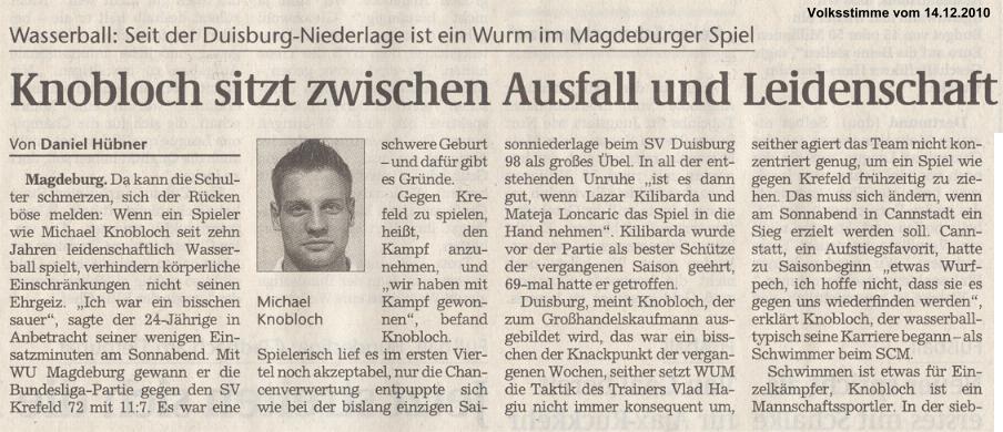 Knobloch sitzt zwischen Ausfall und Leidenschaft