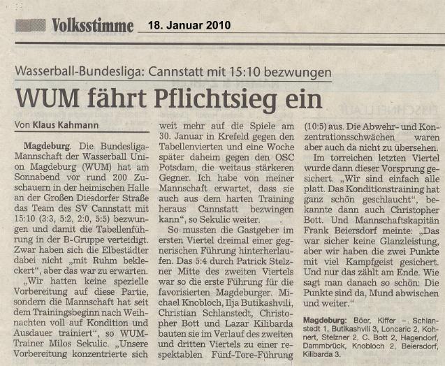 WUM f�hrt Pflichtsieg ein