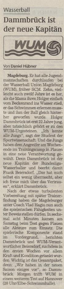 Dammbr�ck ist der neue Kapit�n