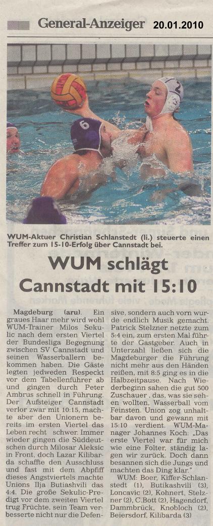 WUM schl�gt Cannstatt mit 15:10