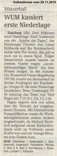 WUM kassiert erste Niederlage