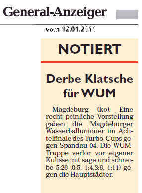 Derbe Klatsche f�r WUM