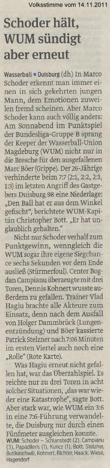 Schoder h�lt, WUM s�ndigt aber erneut