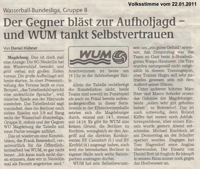 Der Gegner bl�st zur Aufholjagd � und WUM tankt Selbstvertrauen