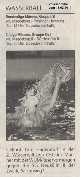 Gelingt Tom Hagendorf in der 2. Wasserball-Liga Ost der M�nner.....