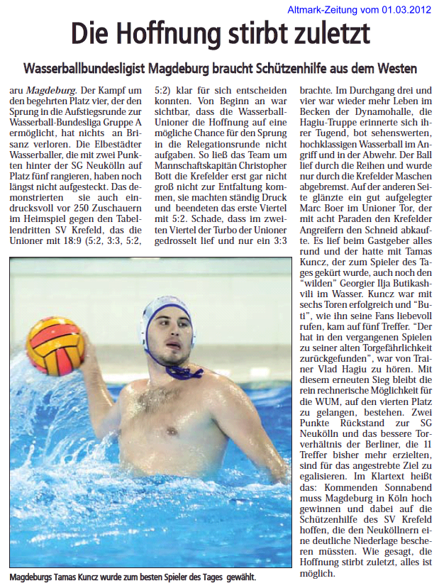 Die Hoffnung stirbt zuletzt Altmark-Zeitung vom 01.03.2012