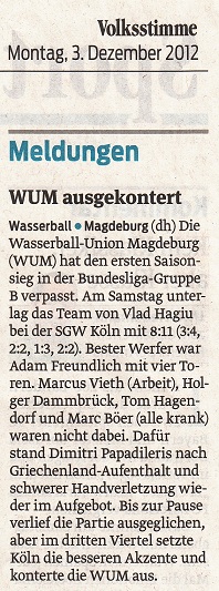 WUM ausgekontert Volksstimme vom 03.12.2012