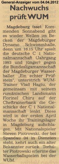 Nachwuchs pr�ft WUM General-Anzeiger vom 04.04.2012