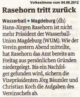 Rasehorn tritt zur�ck Volksstimme vom 04.06.2012