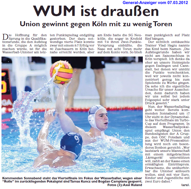 WUM ist drau�en Generalanzeiger vom 07.03.2012