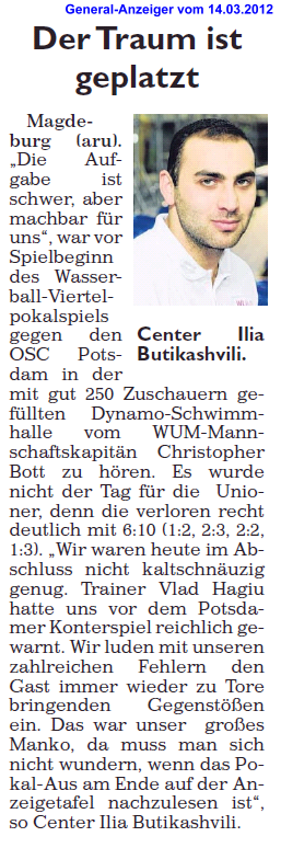 Der Traum ist geplatzt General-Anzeiger vom 14.03.2012