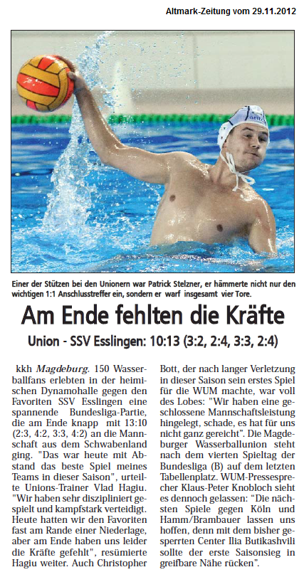 Am Ende fehlten die Kr�fte Altmark-Zeitung vom 29.11.2012