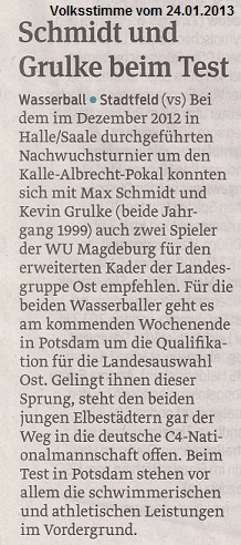 Schmidt und Grulke beim Test Volksstimme vom 24.01.2013